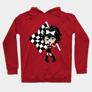 Hot Rod Hottie, Checkered flag girl, Cute Character Art Hoodie